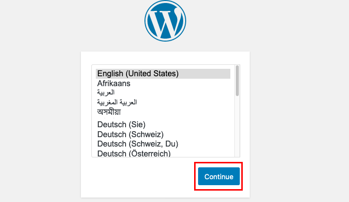 wordpress language selection image