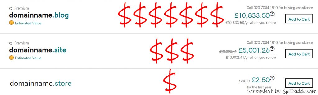 domain name pricing image