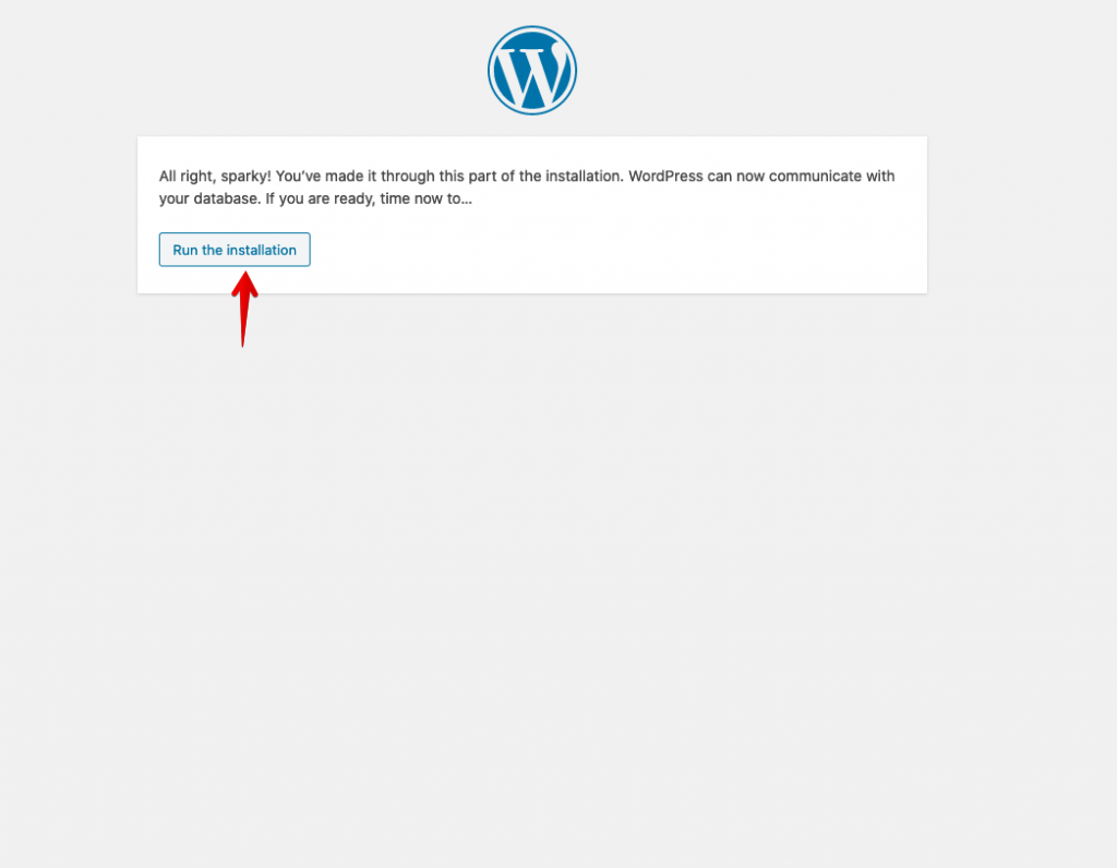 wordpress installation run image