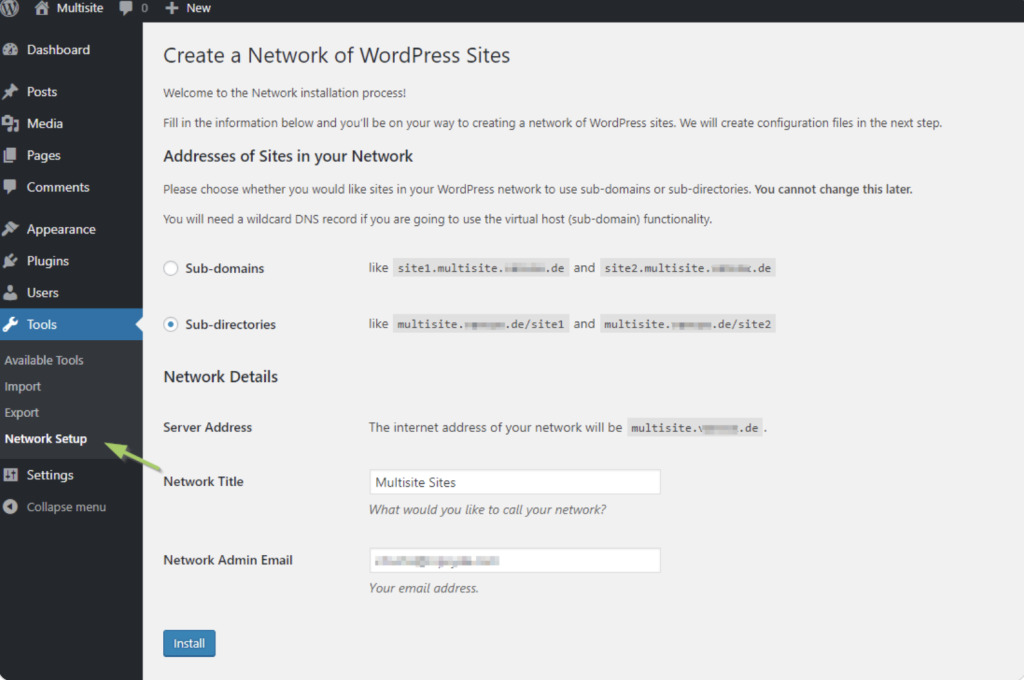 WordPress multisite network