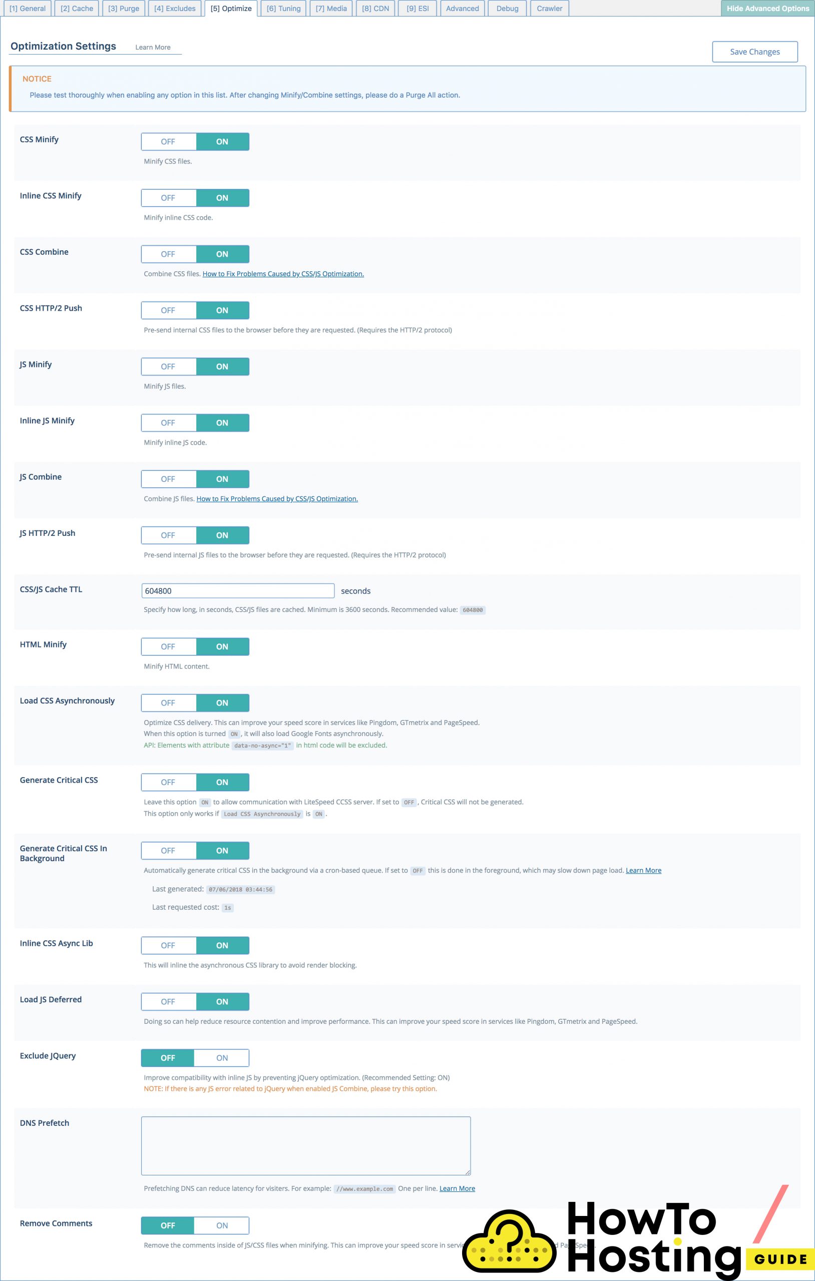 image de l'écran d'optimisation