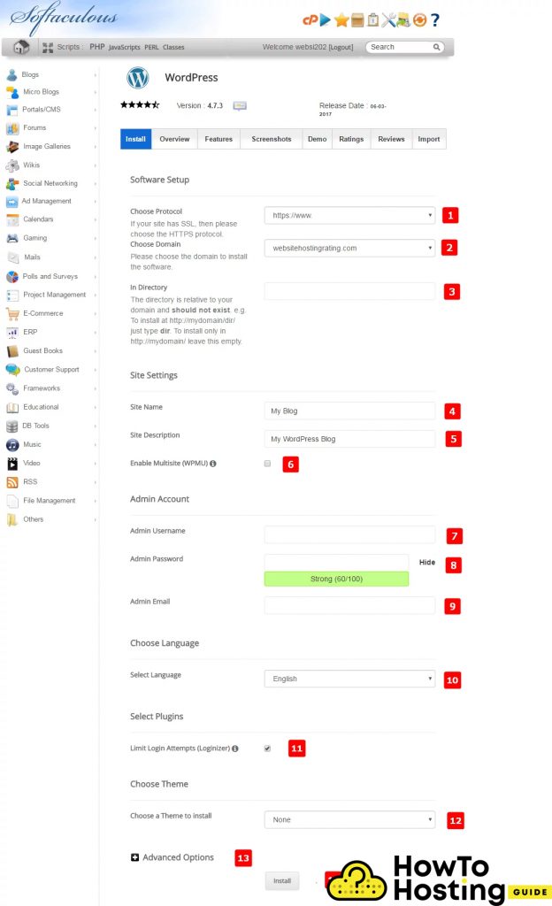 softaculous web panel in inmotion hosting image