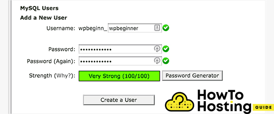 Imagen de proceso del paso de creación de usuario de mysql