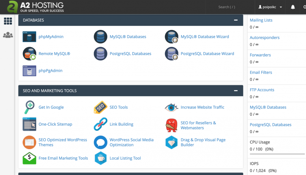 a2 hostet cpanel