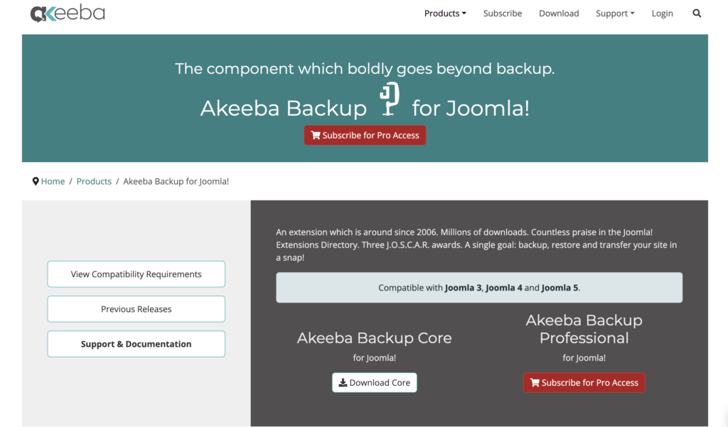 Akeeba backup Joomla