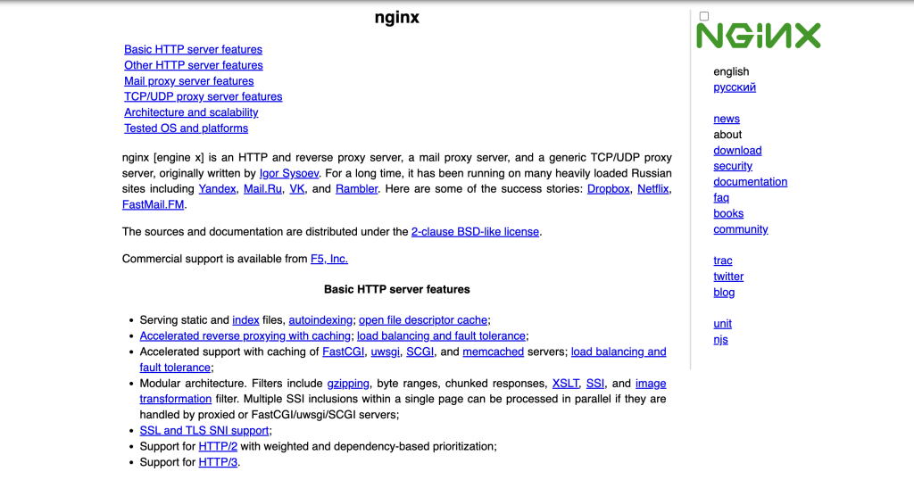 Nginx official website