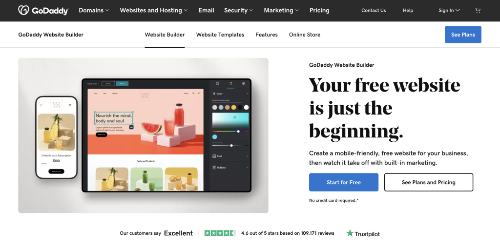 GoDaddy website builder