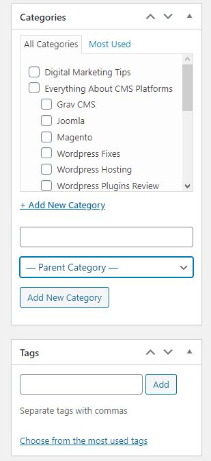 Add categories with the Classic Editor