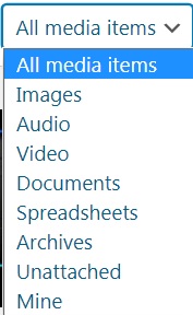 screenshot of media bulk actions in wordpress