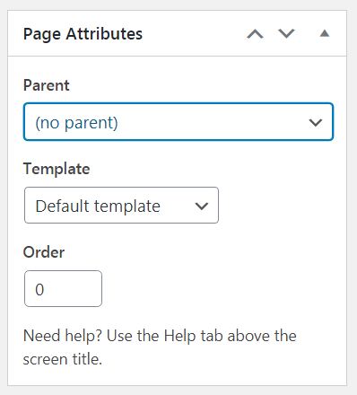 page attributes of wordpress