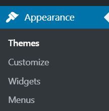 wordpress appearance items