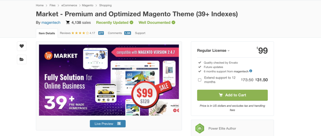 Market theme Magento 2