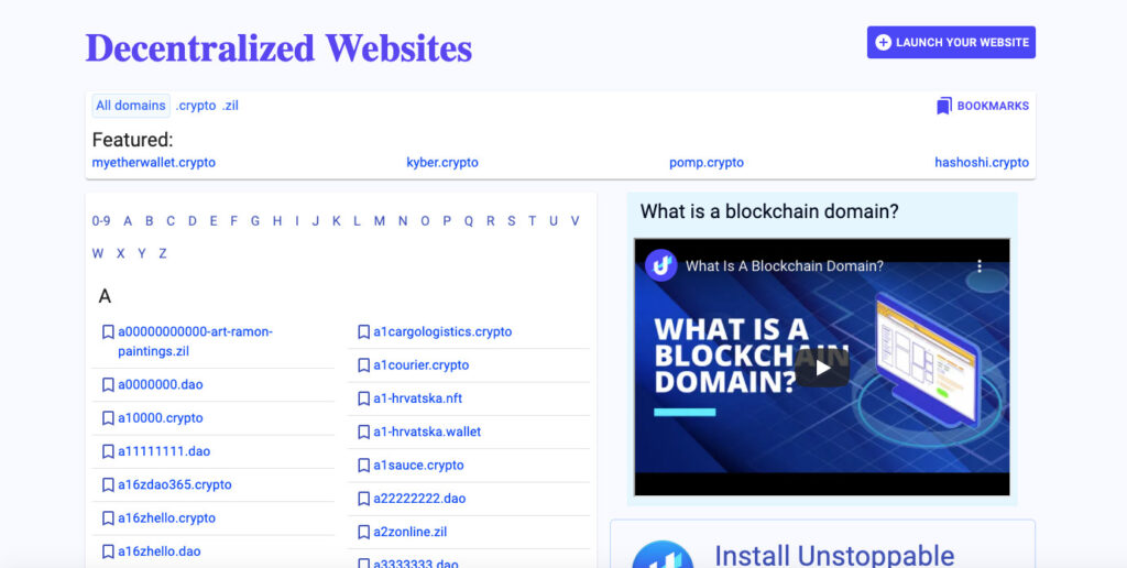 unstoppable domains decentralized websites browser extension