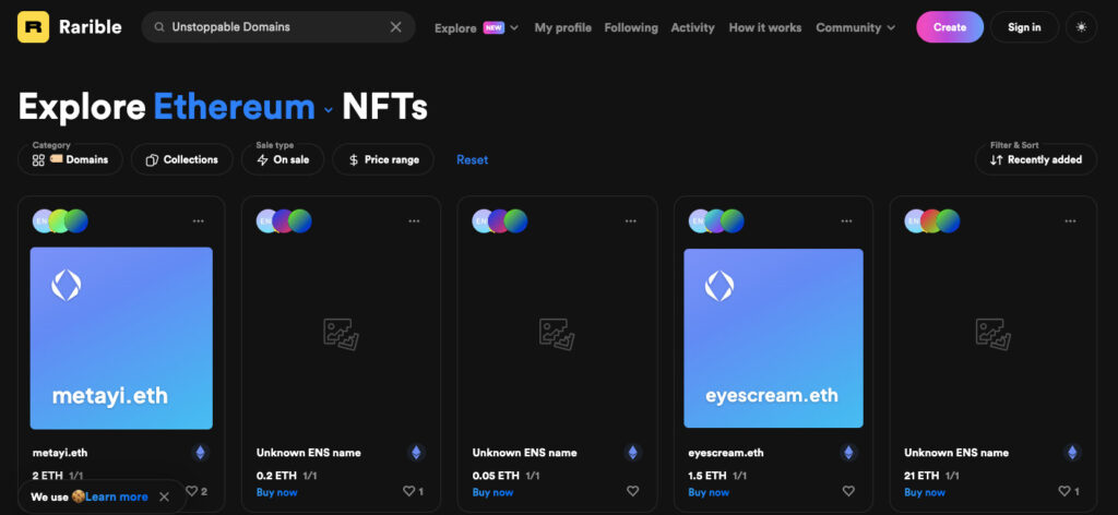 rarible-nft-domains