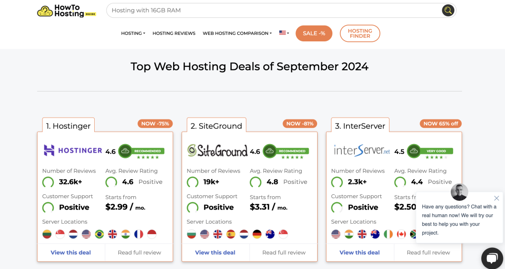 Página de inicio de howtohosting.guide