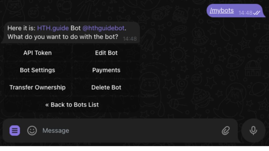 step6 - edit your telegram bot - connect it