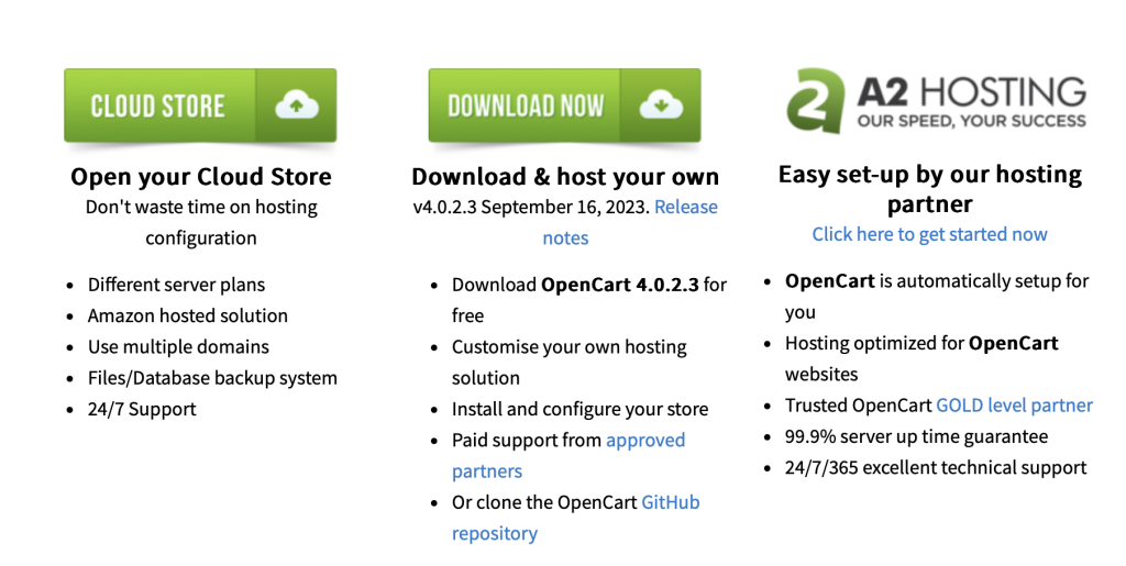 OpenCart Hosting options