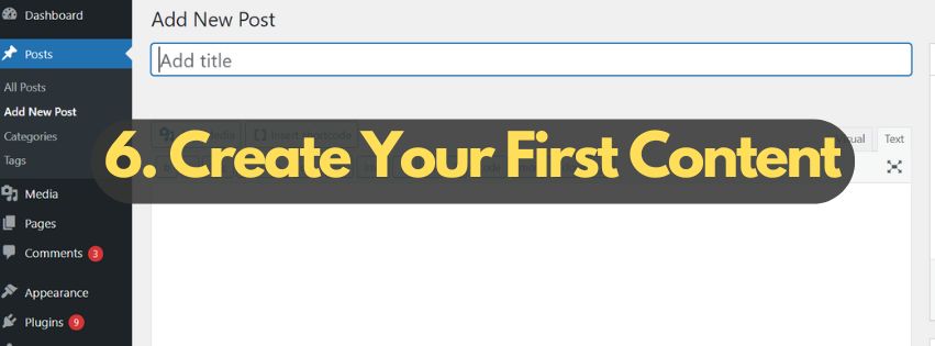 Step 6: Creating Your First Content on WordPress