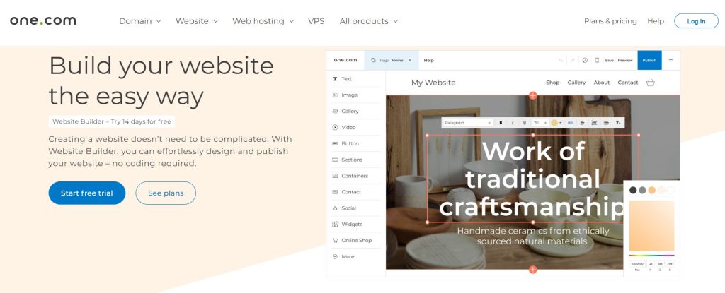 one.com website builder