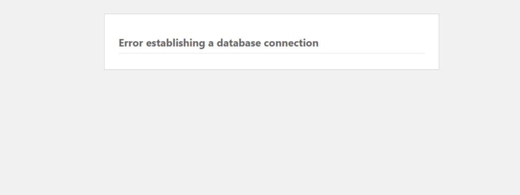 Error Establishing Database Connection