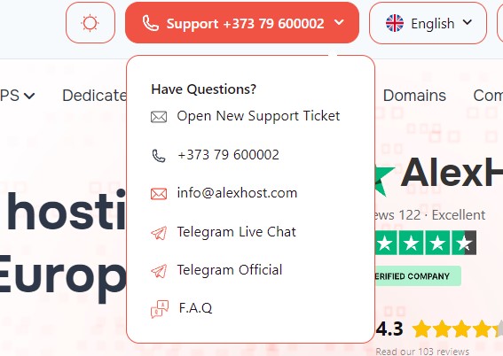 alexhost technical support