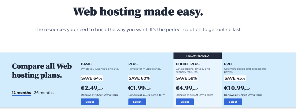 Piani Bluehost