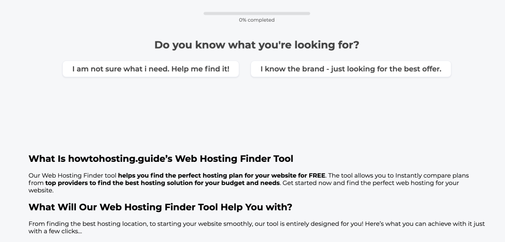 ferramenta de busca de hospedagem web howtohosting.guide