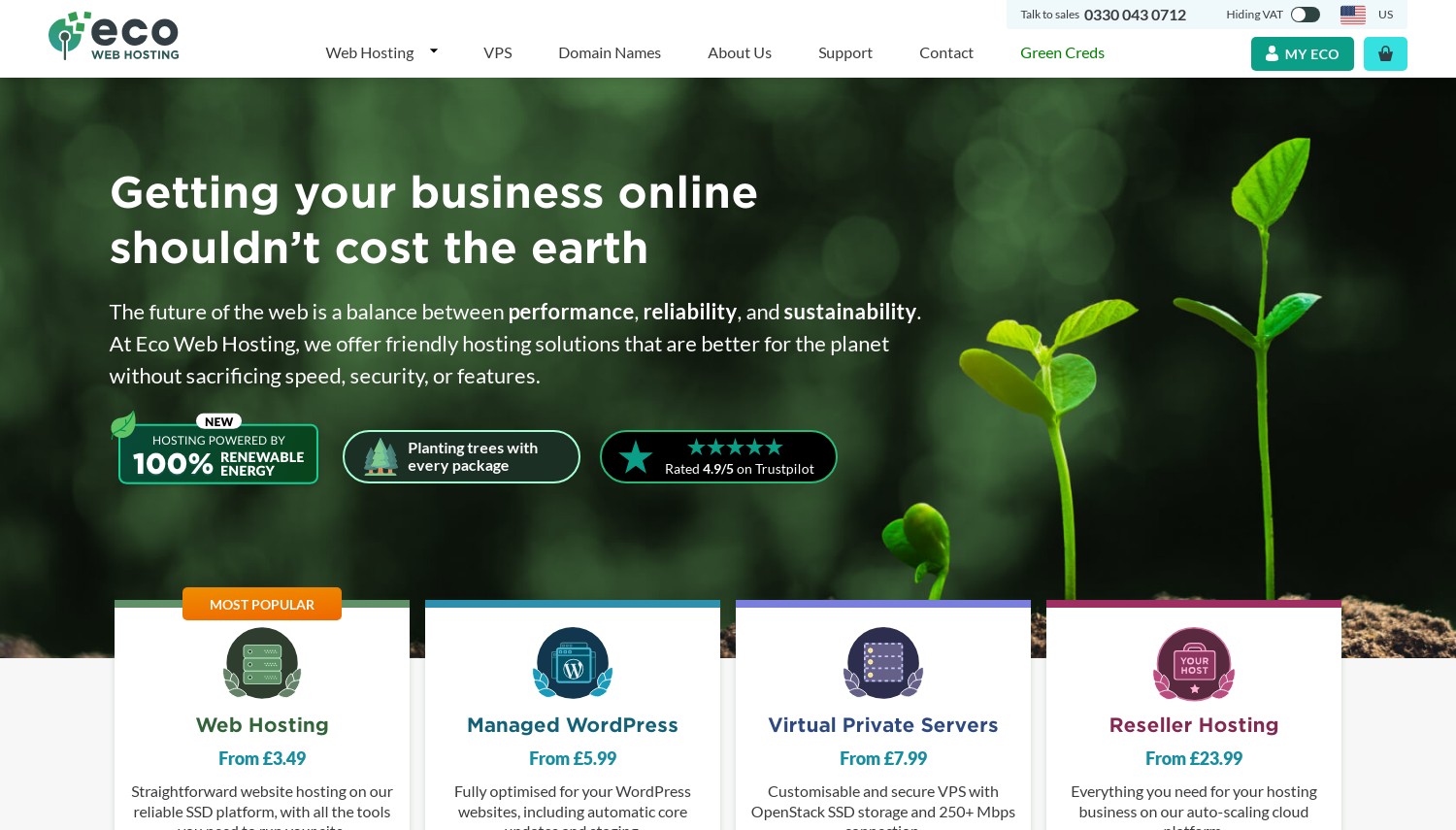 Eco Web Hosting snapshot from July 2024