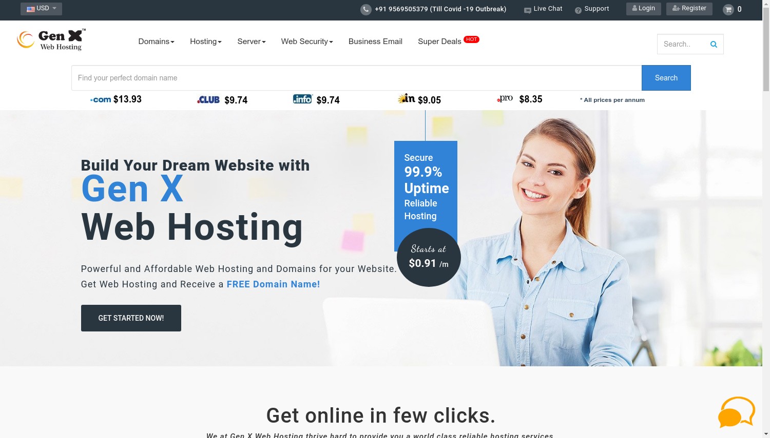 Gen X Web Hosting snapshot from December 2023