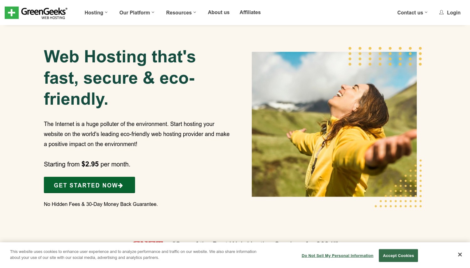 Istantanea del sito web di GreenGeeks Web Hosting