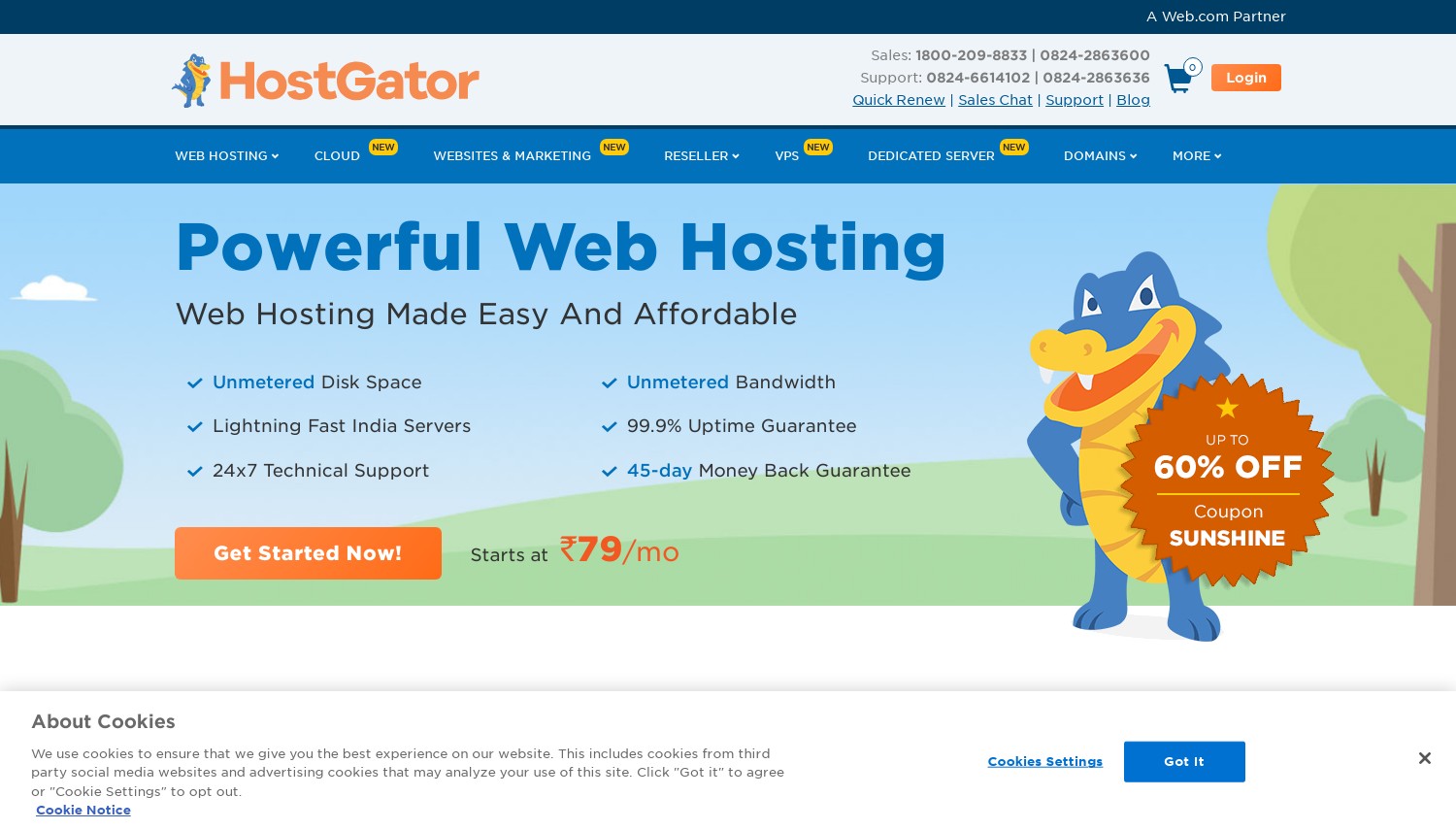 HostGator.in-Schnappschuss vom März 2024