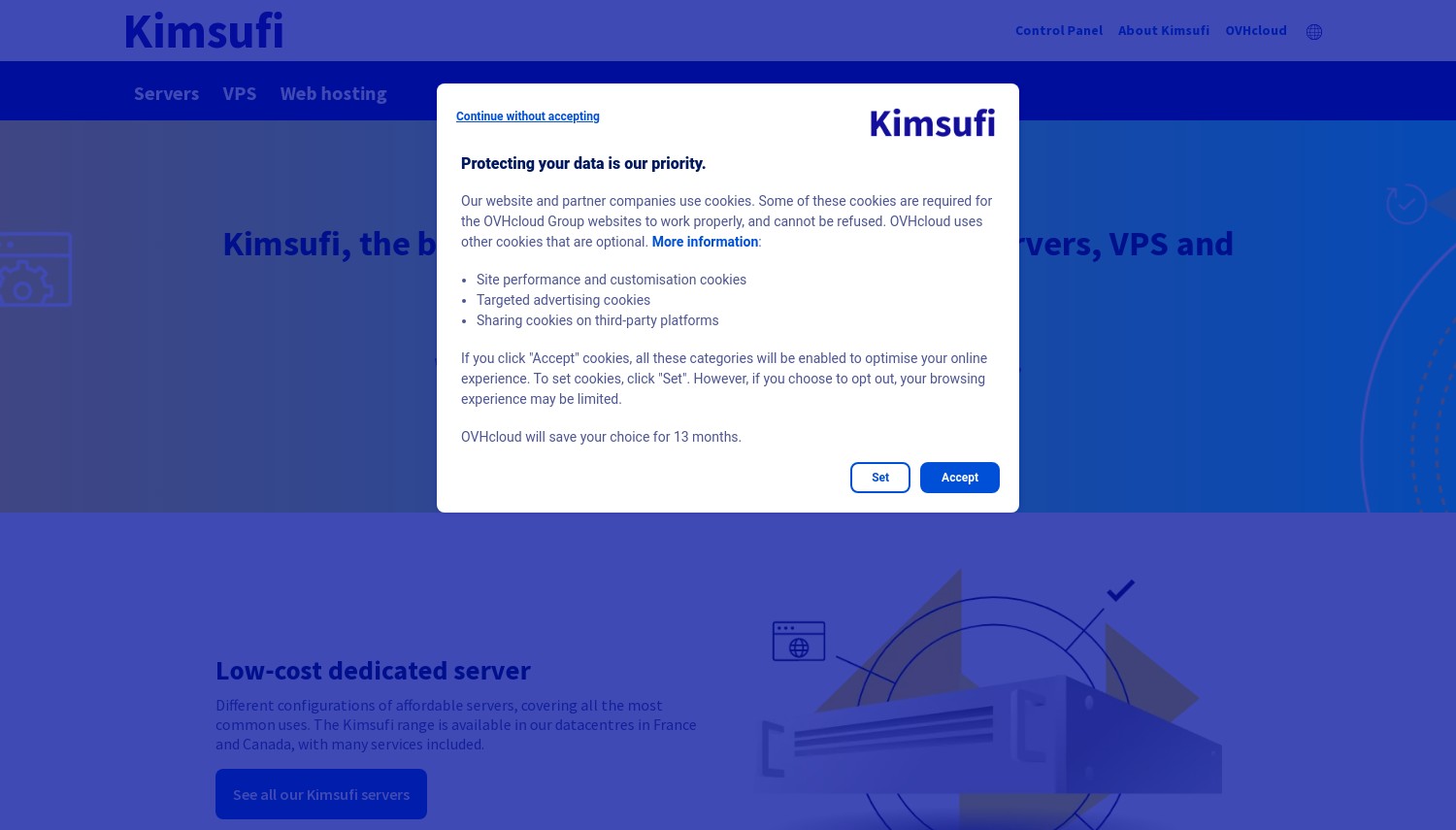 Kimsufi snapshot from December 2023