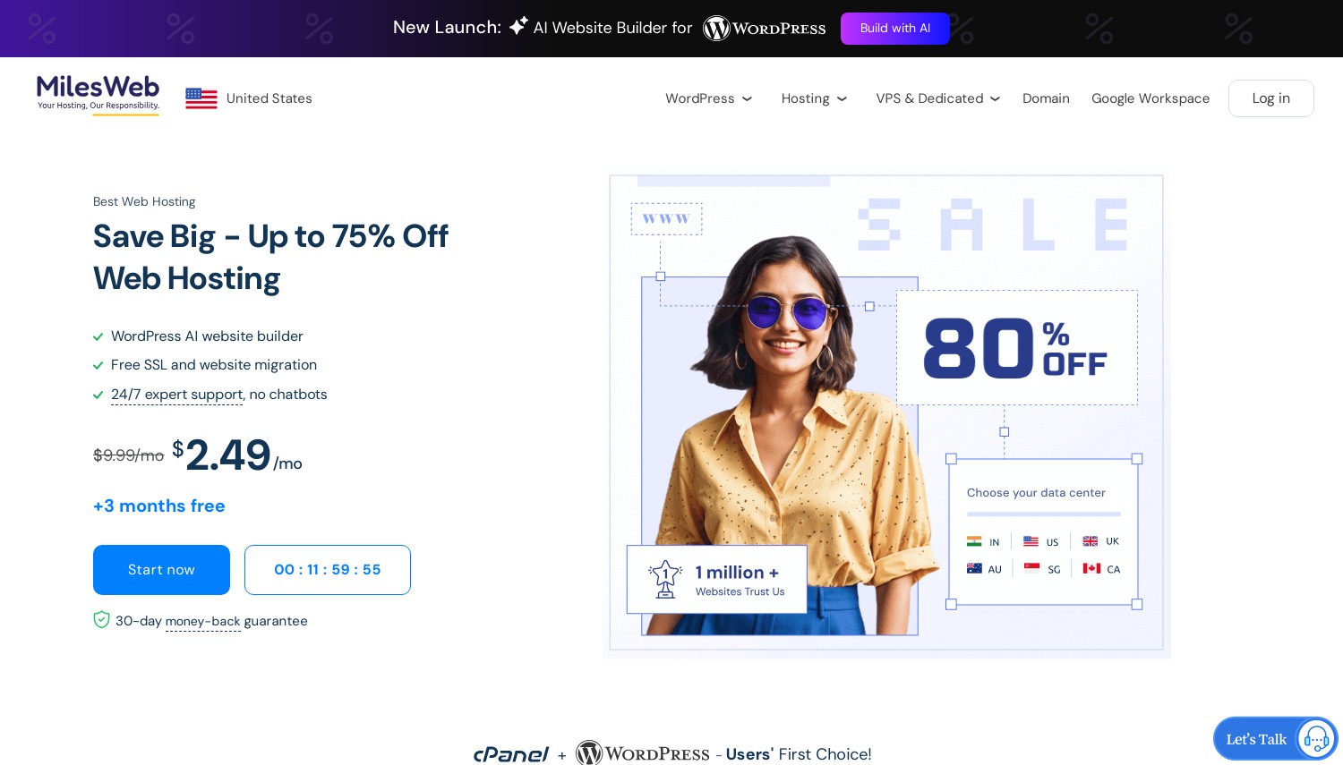 MilesWeb website snapshot