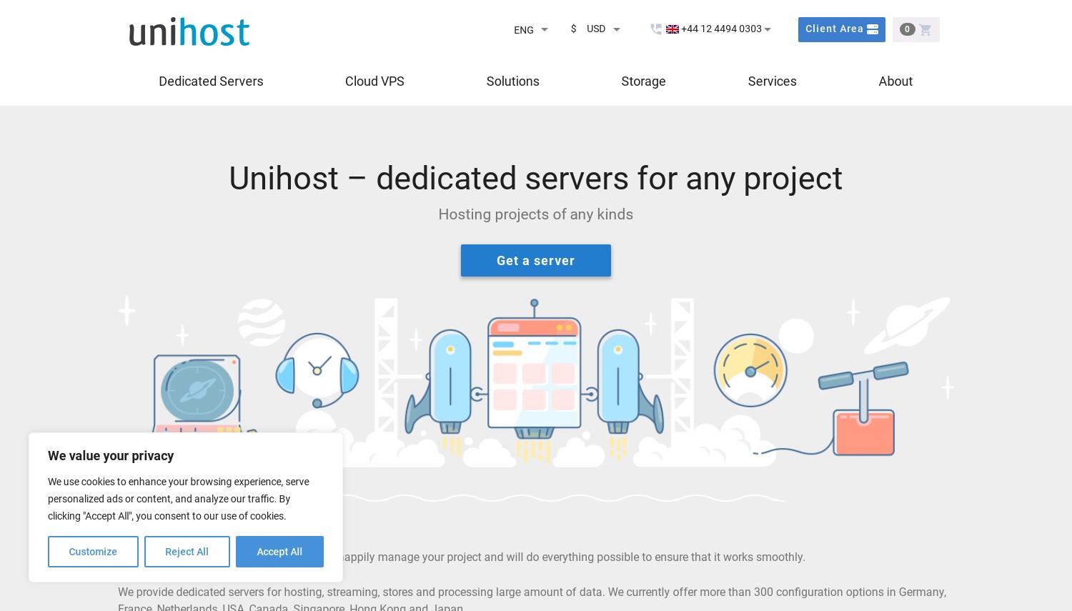 Unihost website snapshot