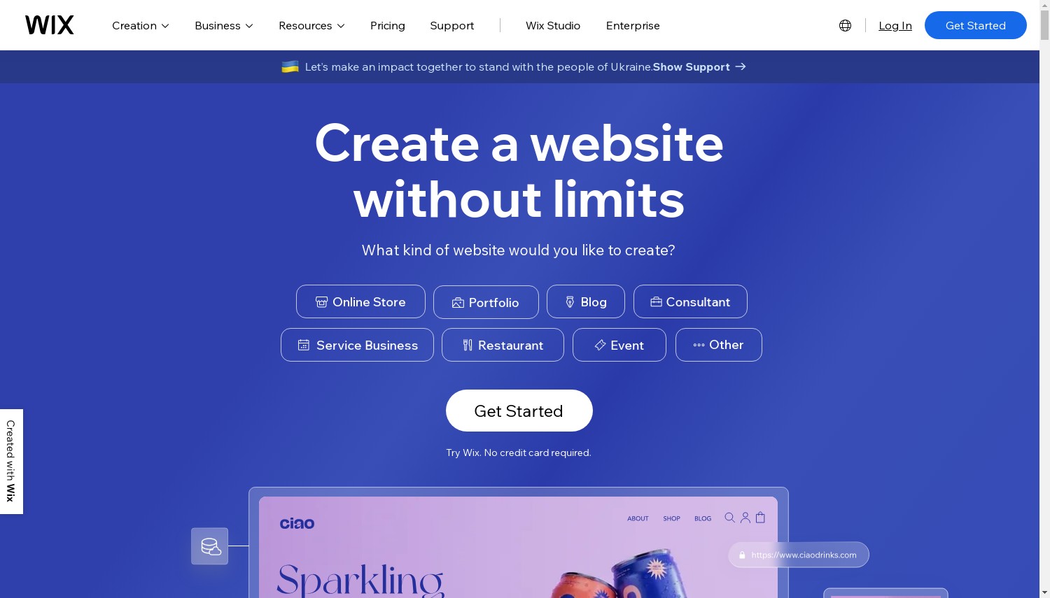 Wix Hosting website snapshot